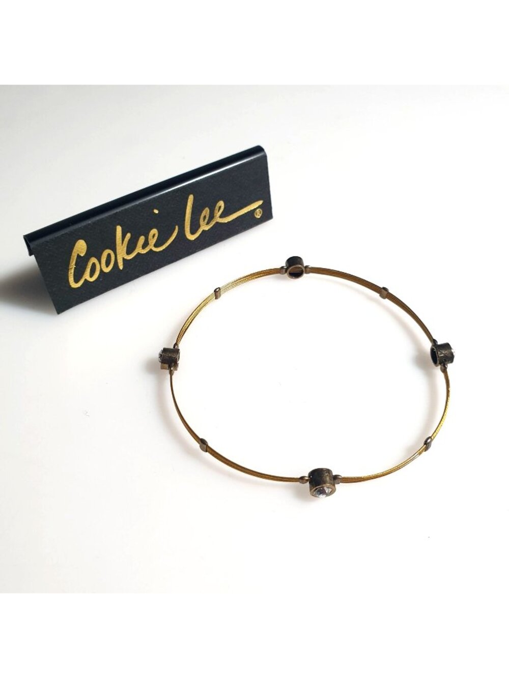 Cookie Lee Clear Crystal Goldtone Bracelet  Stackable Minimalist Jewelry Gift